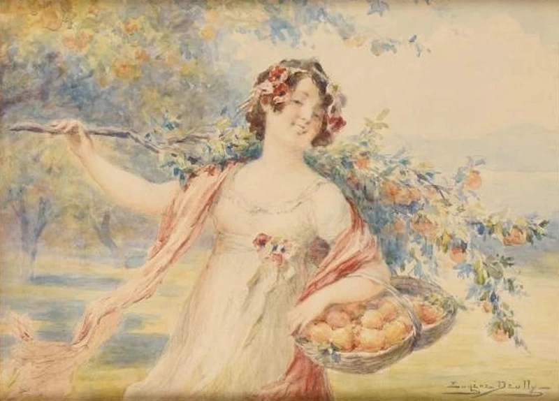 Eugène Auguste François Deully - Donna con cestino